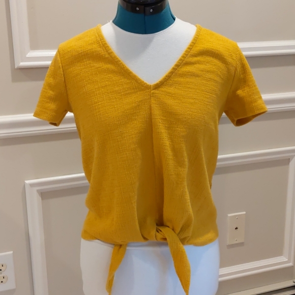 J Crew Soft Mustard Yellow Crop Top Tie XS - Picture 5 of 9